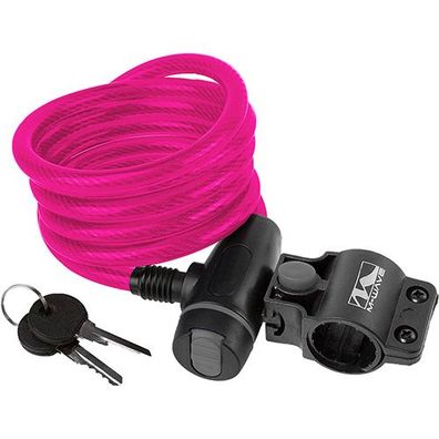 Spiralkabelschloss, CLIP-ON-Halter, L = 180 cm, Ø = 10 mm, rosa, Messingschlager,