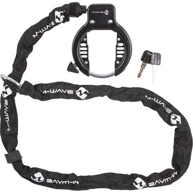 Rahmenschloss Ringchain, 63mm, M-Wave, mit Kette 1.500mm, Messingschlager, 231458