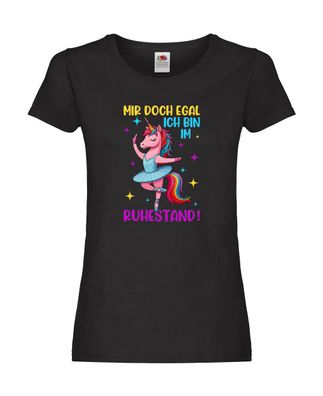 Bin im Ruhestand | Tanzendes Einhorn | Einhorn Damen Shirt Schwarz
