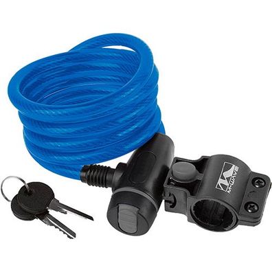 Spiralkabelschloss, CLIP-ON-Halter , L = 180 cm, Ø = 10 mm, blau, Messingschlager,