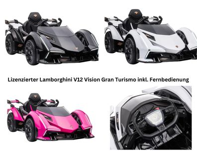 Lamborghini V12 Vision Gran Turismo Kinder Elektroauto - Lizenziert + RC, Leder