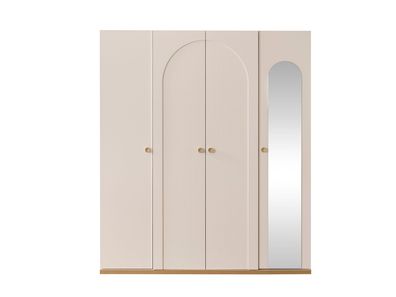 Kleiderschrank Classy 4-Türig in Cremeweiß/Holzoptik