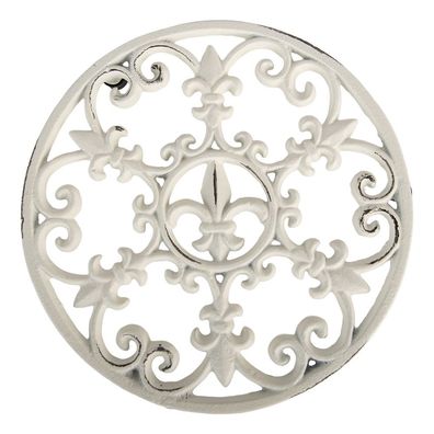 Clayre & Eef Pfannenuntersetzer Ø 18x2 cm Weiß Metall (Gr. Ø 18x2 cm)