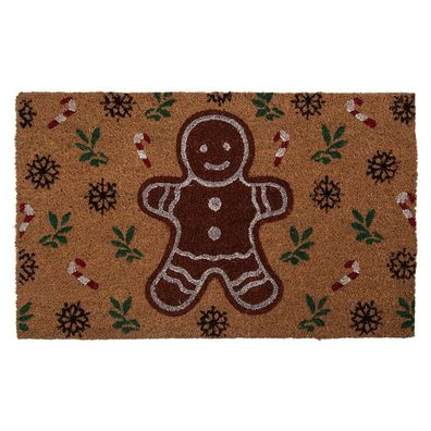 Clayre & Eef Fußmatte 75x45x1 cm Braun Kokosnuss Weihnachten (Gr. 75x45x1 cm)
