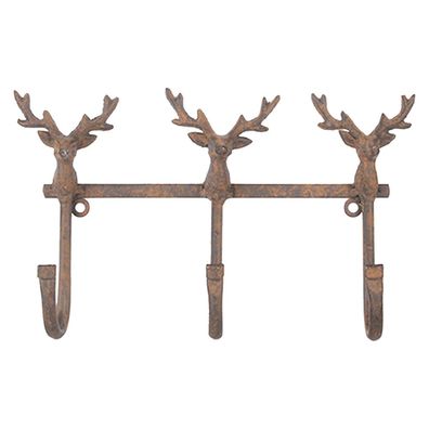 Clayre & Eef Wandgarderobe 3 Haken 27x5x15 cm Braun Metall (Gr. 27x5x15 cm)