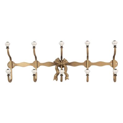 Clayre & Eef Wandgarderobe 5 Haken 50x7x17 cm Goldfarbig Metall (Gr. 50x7x17 cm)
