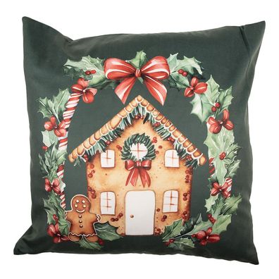 Clayre & Eef Kissenbezug 45x45 cm Grün Polyester Weihnachten (Gr. 45x45 cm)