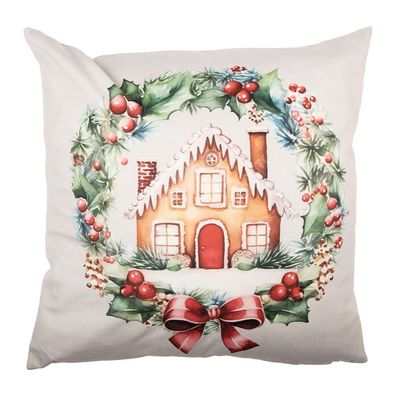 Clayre & Eef Kissenbezug 45x45 cm Beige Polyester Weihnachten (Gr. 45x45 cm)