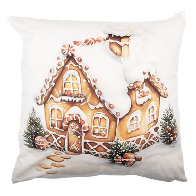 Clayre & Eef Kissenbezug 45x45 cm Weiß Polyester Weihnachten (Gr. 45x45 cm)