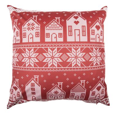 Clayre & Eef Kissenbezug 45x45 cm Rot Polyester Weihnachten (Gr. 45x45 cm)