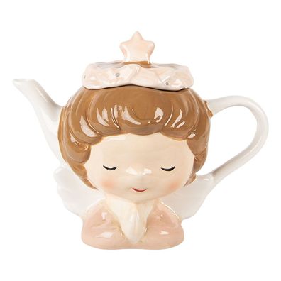 Clayre & Eef Teekanne 650 ml Beige Keramik (Gr. 21x12x16 cm / 650 ml)