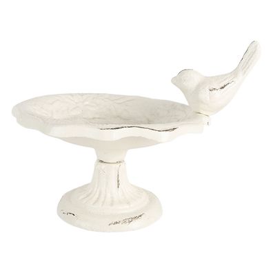 Clayre & Eef Vogelfutterhaus Vogel 14x12x11 cm Weiß Metall (Gr. 14x12x11 cm)