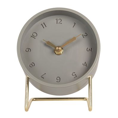 Clayre & Eef Tischuhr 1xAA Grau Metall (Gr. 12x11x15 cm / 1xAA)