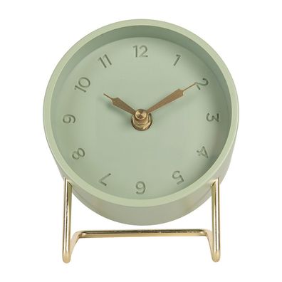 Clayre & Eef Tischuhr 1xAA Grün Metall (Gr. 12x11x15 cm / 1xAA)