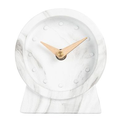 Clayre & Eef Tischuhr 1xAA Weiß Metall (Gr. 11x4x12 cm / 1xAA)