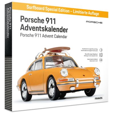 Porsche 911 mit Surfboard Modellauto Modellbau Adventskalender Franzis Verlag