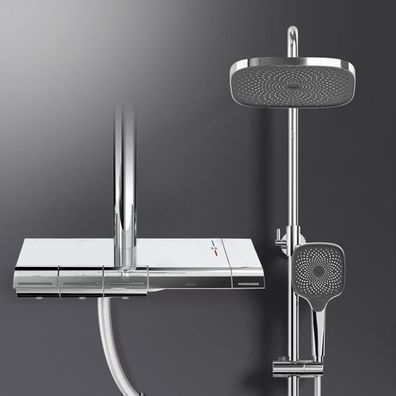 EMKE® Duschsystem Regendusche Mit Thermostat Handbrause Duschset Mechanische Tasten