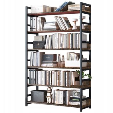 Industrielles Steregal im rustikalen Stil, 6 Bücherregalböden, Leiter, 174 cm