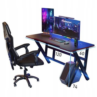 Gaming-Schreibtisch Tisch für Computer-Spieler schwarz groß modern Loft
