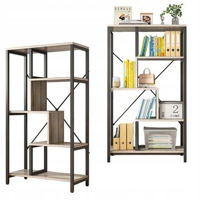 Industrielles Regal, offen, 8 Bücherregalböden, Metallrahmen, 132 cm