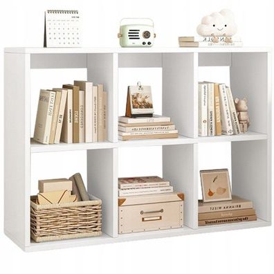 Offener Regal weiß 6 Regalböden für Bücher Schrank Loft modern 100x67x30 cm