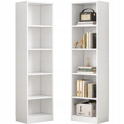 Weißes Bücherregal, hoch, modern, mit Regalböden, 182 cm
