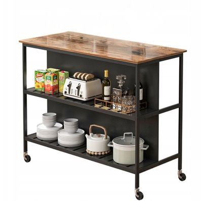Kücheninsel Bartisch Sideboard Rollschrank Rollwagen Regal 2 Regalböden
