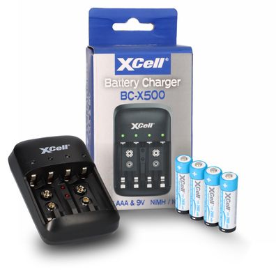 Ladegerät BC-X500 für NiMH Akkus + 4x AA (Mignon) 1,2V 2900mAh