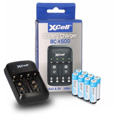 Ladegerät BC-X500 für NiMH Akkus + 8x AA (Mignon) 1,2V 2900mAh