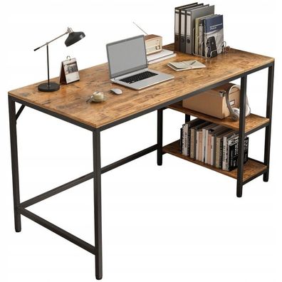 Computertisch Vintage rustikal braun mit 2 Regalen Loft 140 cm