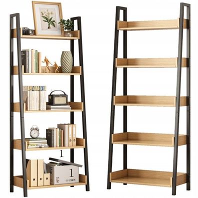 Regal für Bücher und Ordner, Eiche, schwarz, für Büro, Wohnzimmer, Loft