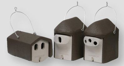 Naturschutzprodukt Set II " Garten räubersicher " 3 Nisthöhlen für Gartenvögel