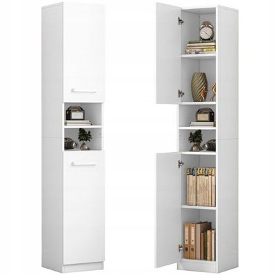 Regal, weißer moderner Schrank, hoch, Loft, 2 Türen, 180 cm