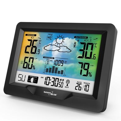 Wetterstation Hygrometer Barometer DCF Mondphase GB540N GreenBlue