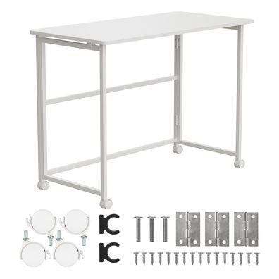 Schreibtisch MC-1250 W Maclean Klapptisch mit Rädern weiß