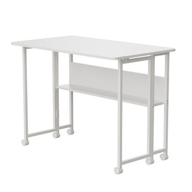 Schreibtisch MC-126 W Maclean Klappbarer mobiler Schreibtisch mit Regal weiß