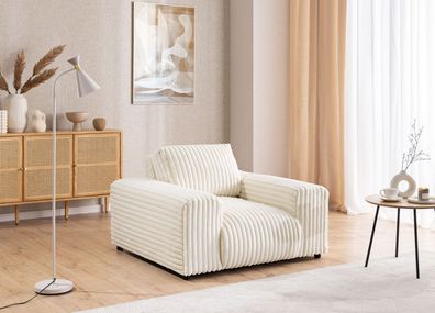 Mollis - Sessel aus Plüschcord mit schöner Sitzkomfort