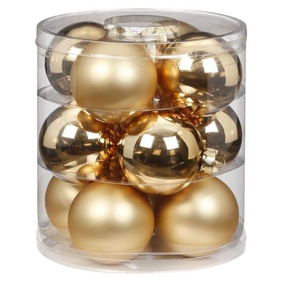 Weihnachtskugeln 12 Stk 8cm Brokatgold Inge-Glas