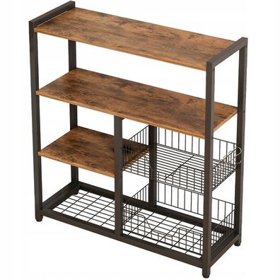 Regal Küchenschrank dunkelbraun industrielles Holz Retro Insel Regal