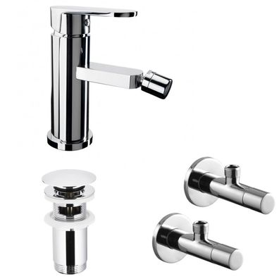 Bidet Waschbecken Armatur Einhebelmischer mit Pop-Up Ablauf und Eckventilen