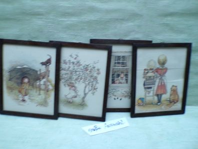 alte Holly Hobbie Bilder gerahmt 24 x 19,5 cm