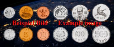 SÜD KOREA / SOUTH KOREA KMS. 1982-2017 Unc. 6 Münzen 6345#