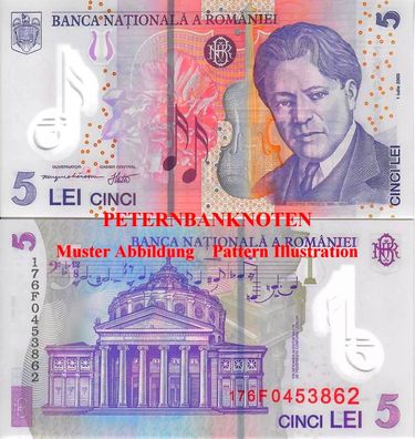 Rumänien / Romania 5 Lei 2017 UNC P. 118h polymer 6199#