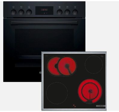 Bosch Backofen Herd HND211GB1 Set HEF113BB0 NKN645GA2E HEZ438201 Edelstahl schwarz