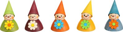 Miniaturfiguren 5 Blumenwippel HxBxT = 4x3x3cm NEU Seiffen Erzgebirge Holzfigur