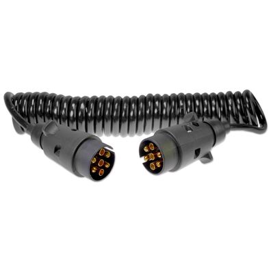 Spiralkabel | 7-adrig | 7x0,5mm² | 12V | Stecker zu Stecker | 3 Meter