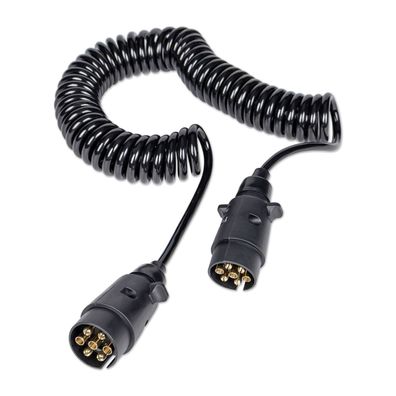 Spiralkabel | 7-adrig | 7x0,5mm² | 12V | Stecker zu Stecker | 5 Meter