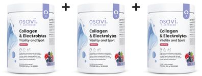 3 x Osavi Collagen & Electrolytes Vitality and Sport, Wild Berry - 390g