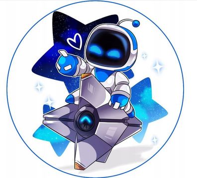 Astro Bot Essbar Roboter Maschine Zuckermasse Tortenbild Tortenaufleger + 4 Muffin