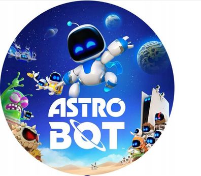 Astro Bot Essbar Roboter Maschine Zuckermasse Tortenbild Tortenaufleger + 4 Muffin 01